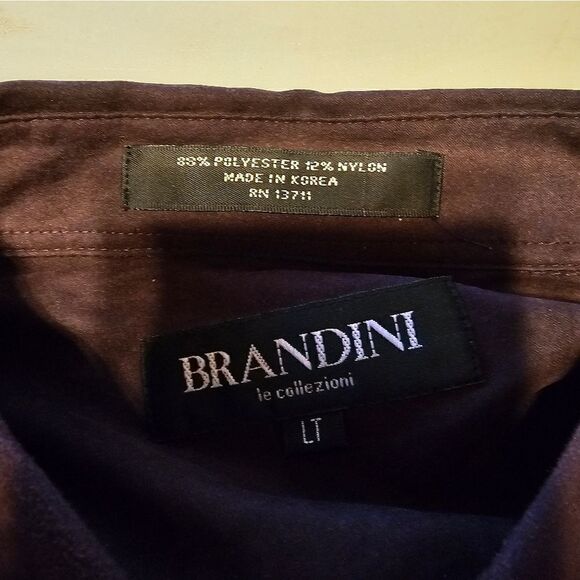 Brandini Mens Long Sleeve  Shirt plum large tall Pre-owned - Picture 3 of 4